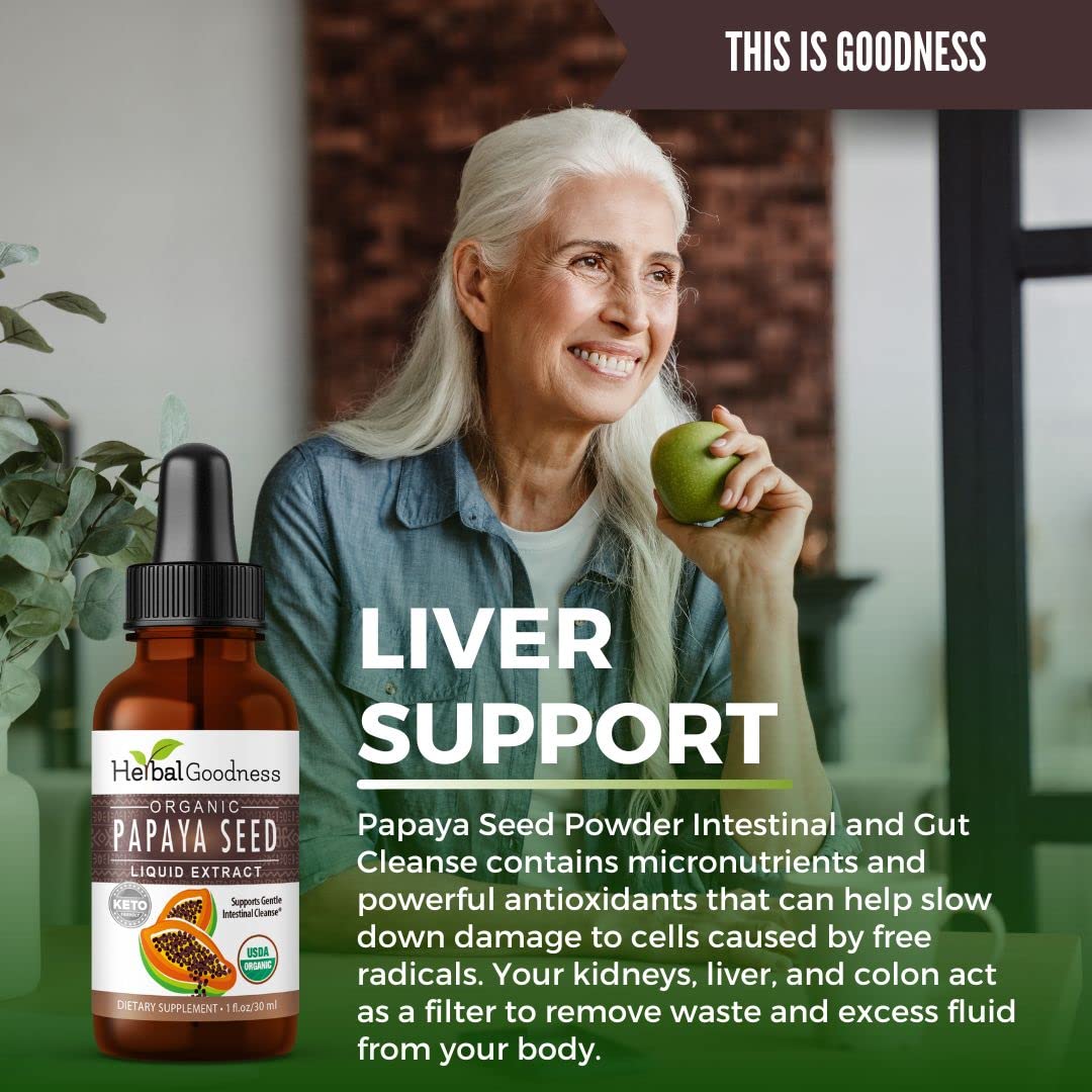 Herbal Goodness Papaya Seeds fiber content suggesting gut-friendly fiber
