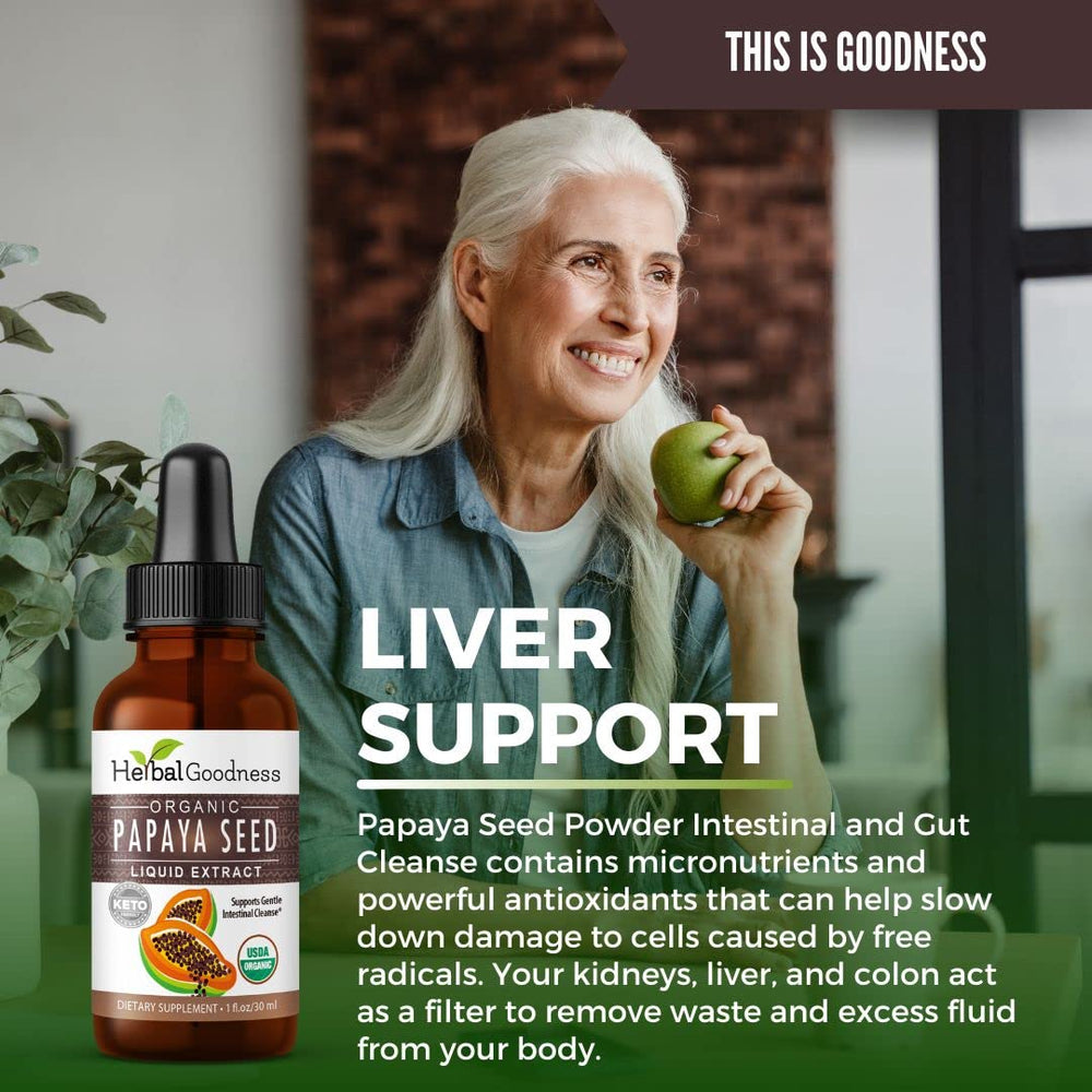 Herbal Goodness Papaya Seeds fiber content suggesting gut-friendly fiber