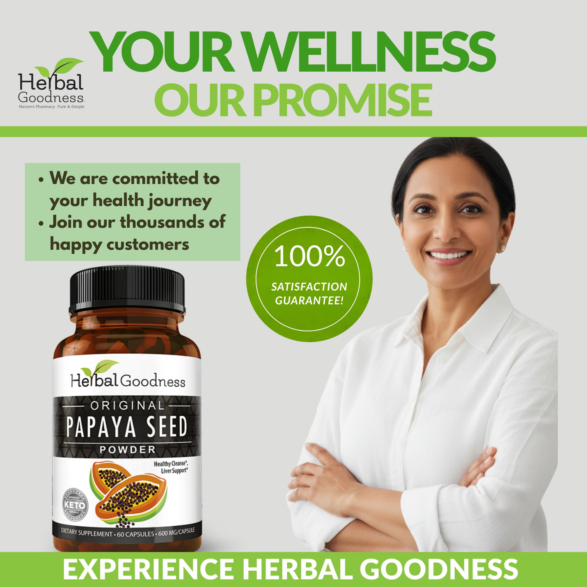 Herbal Goodness Papaya Seeds Powder daily-dose container ready for convenient use.