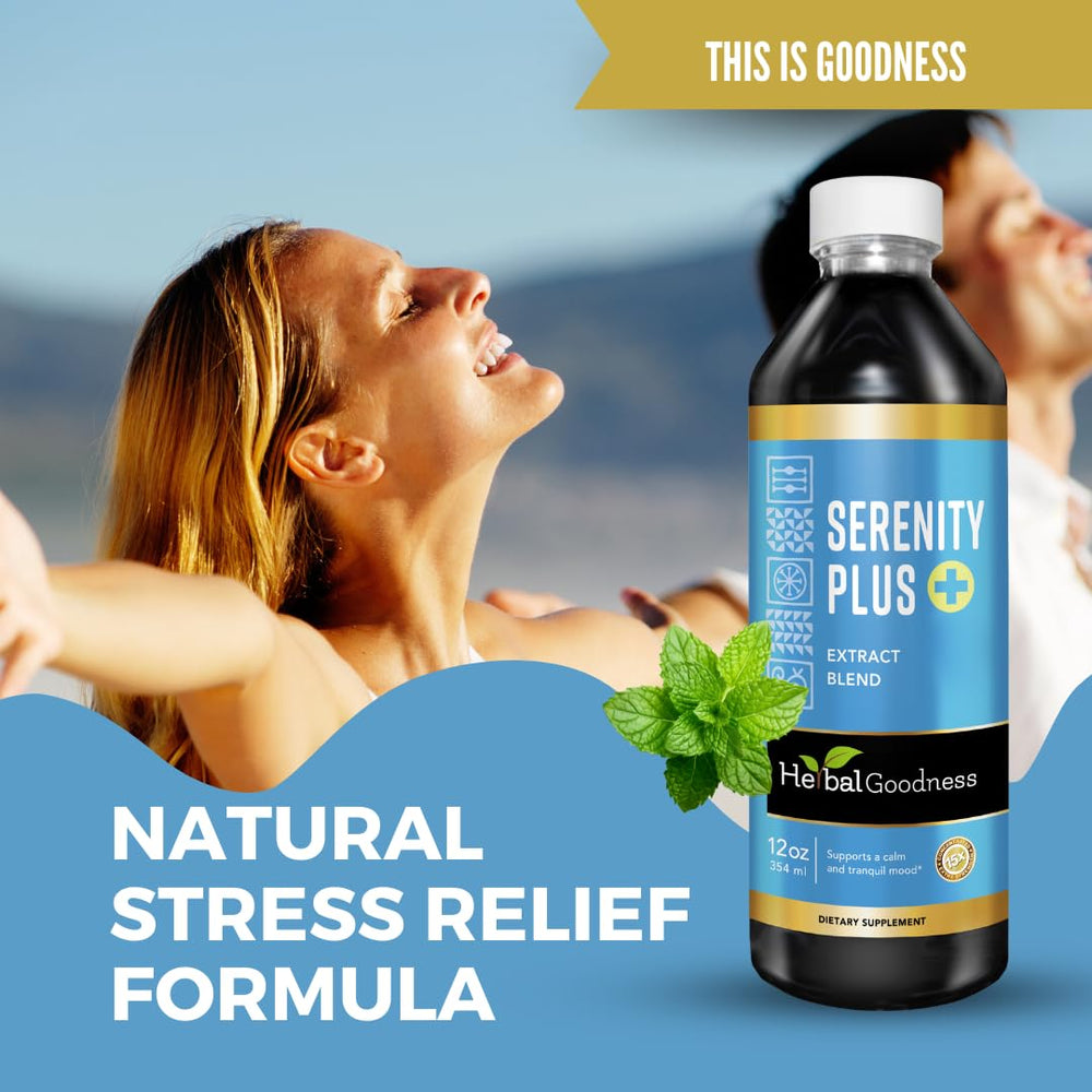 Herbal Goodness Serenity Liquid Extract nightstand setup for relaxation