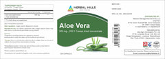 Herbal Hills Aloe Vera Capsules safety and high concentration benefits label