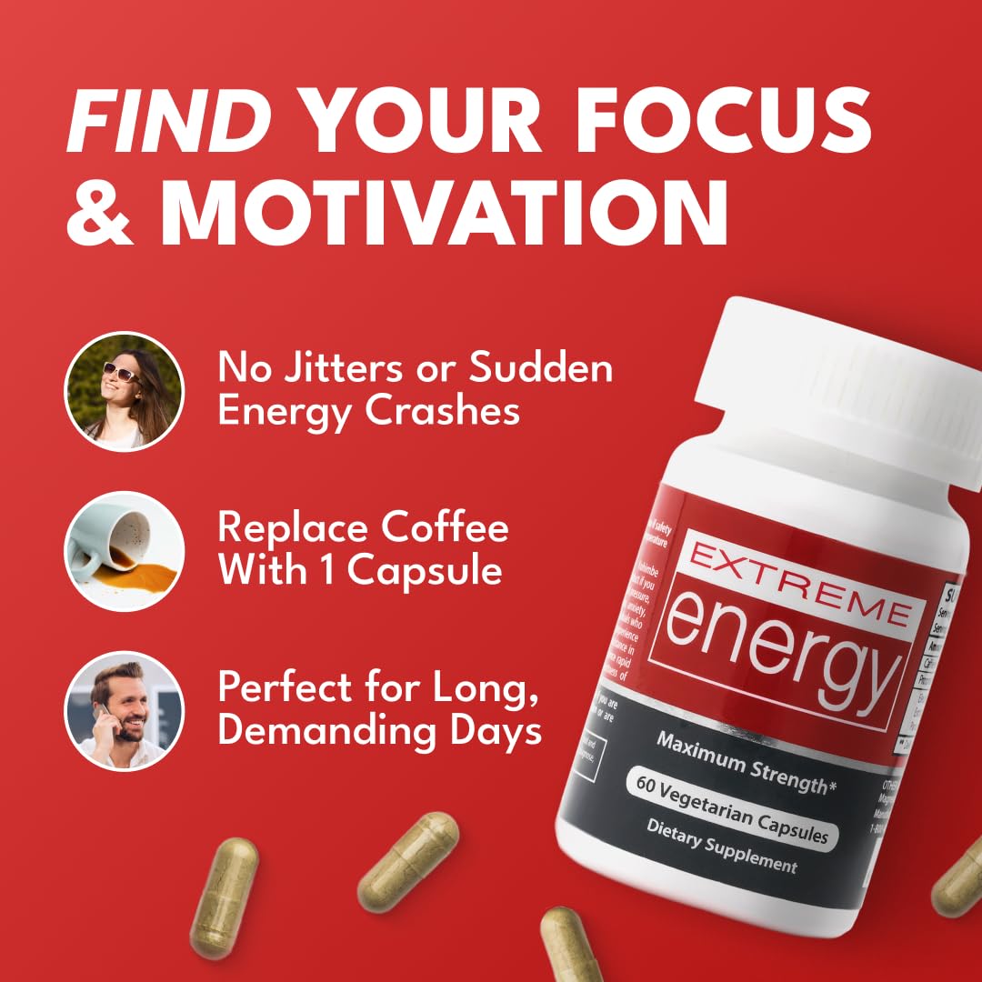 Herbal Nitro capsules on white scene for simple daily energy routine.