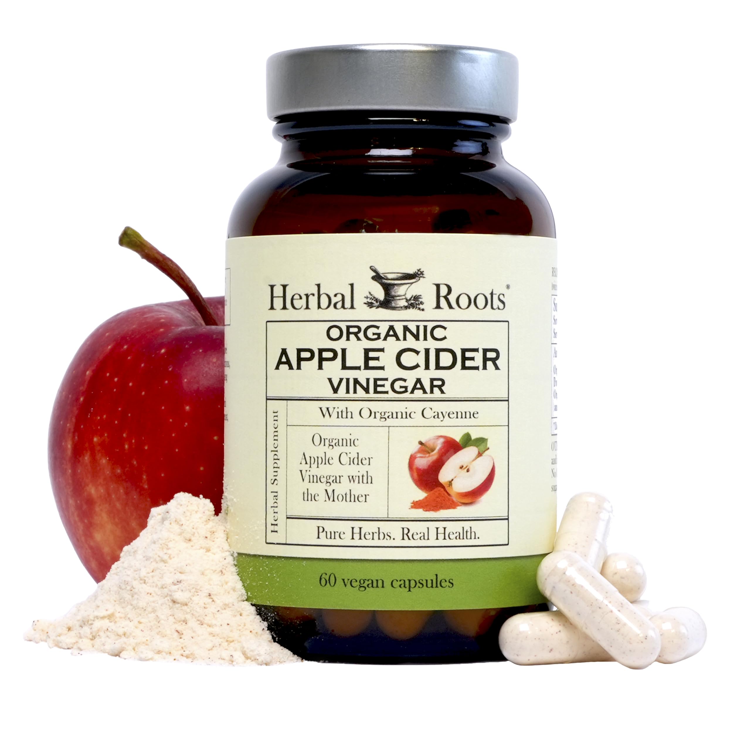 Herbal Roots Apple Cider Vinegar capsules bottle for easy daily use