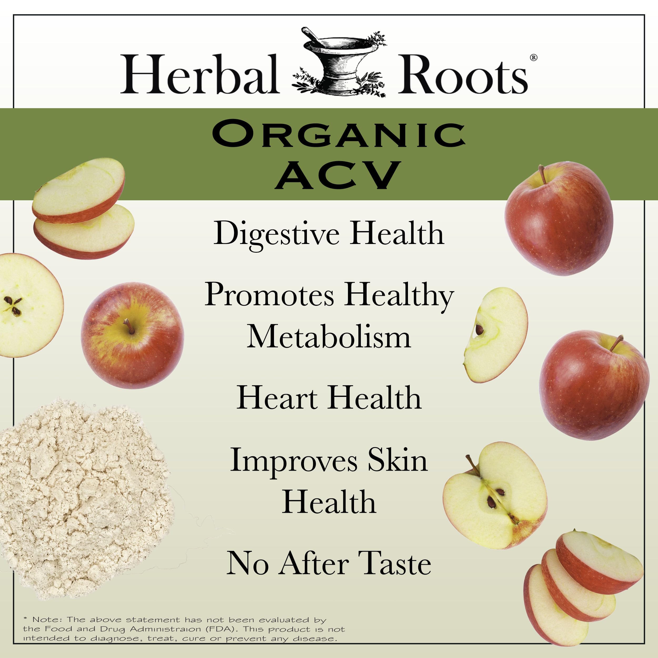 Herbal Roots Apple Cider Vinegar capsules with organic cayenne labeling