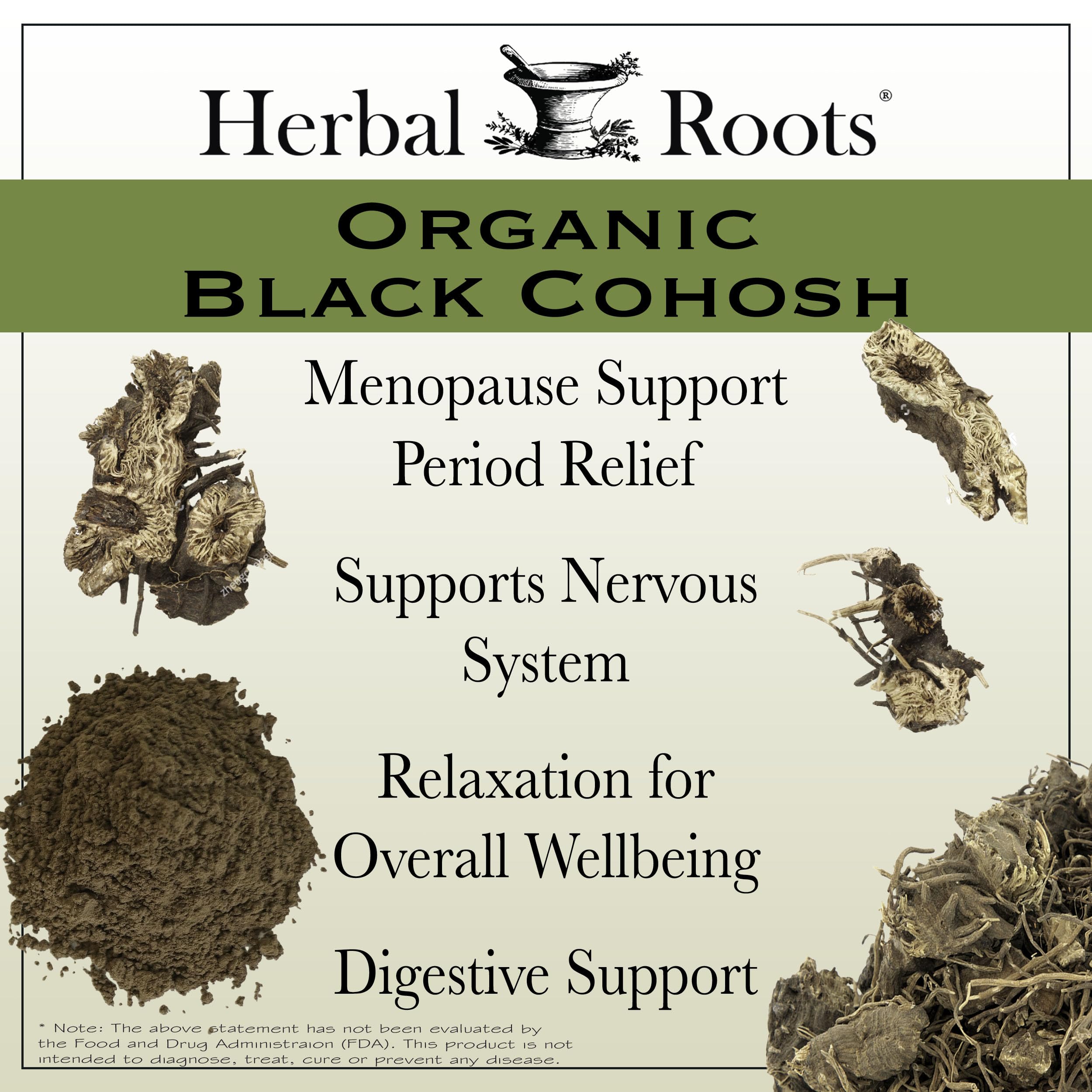Herbal Roots Black Cohosh capsules ready for daily wellness.