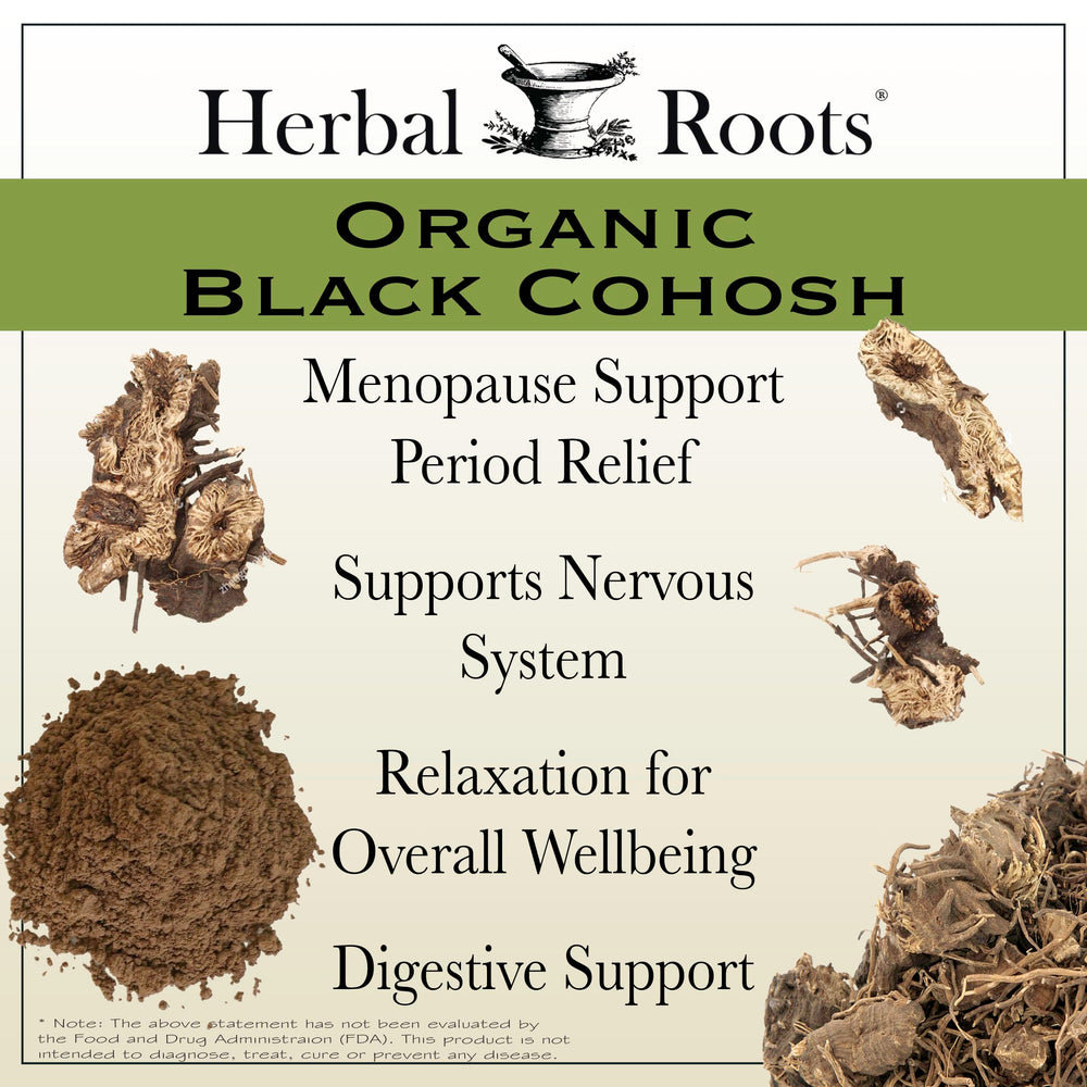Herbal Roots Black Cohosh capsules ready for daily wellness.
