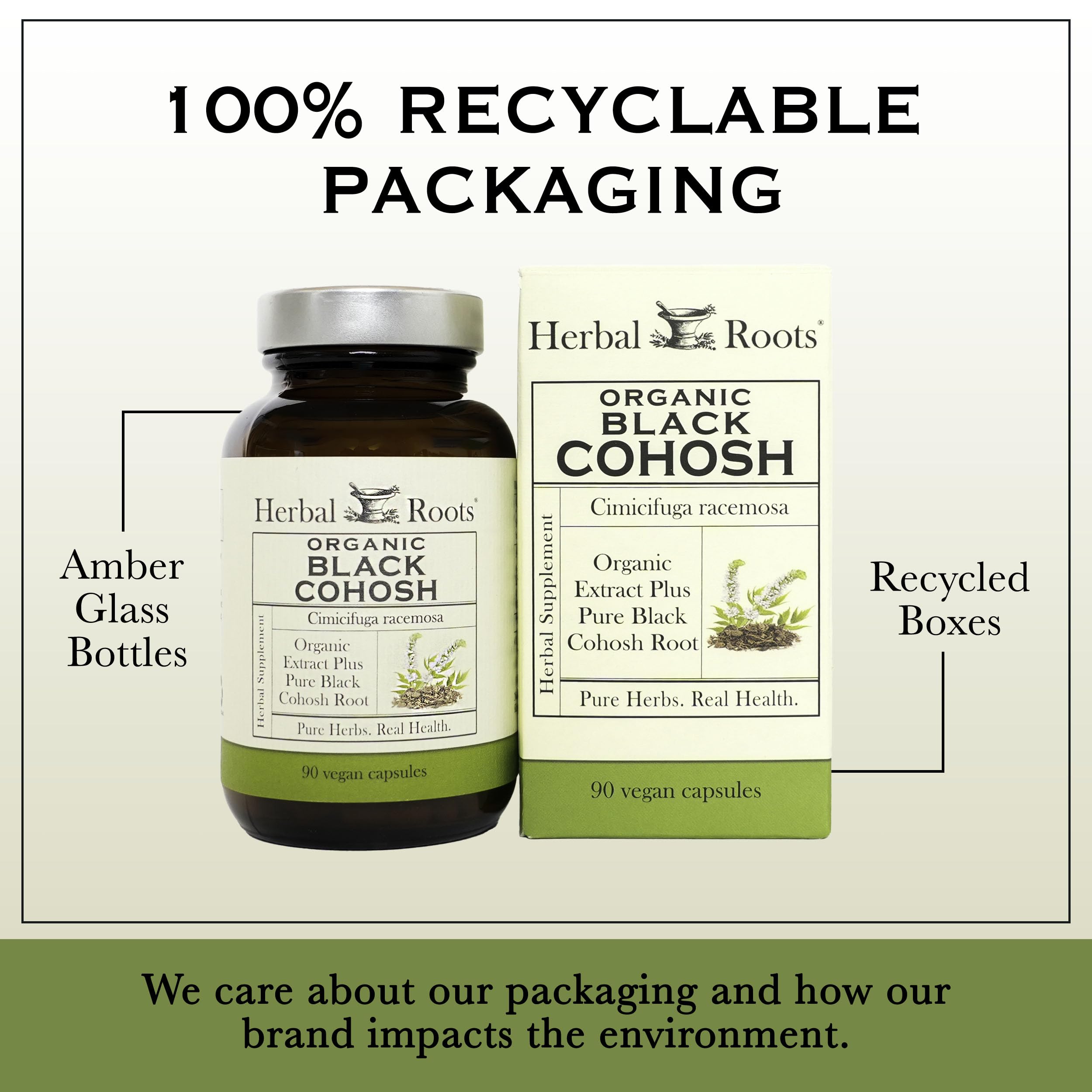 Herbal Roots family-owned brand packaging emphasizes care and handmade approach.