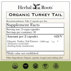 Herbal Roots immune support capsule with turkey tail formula