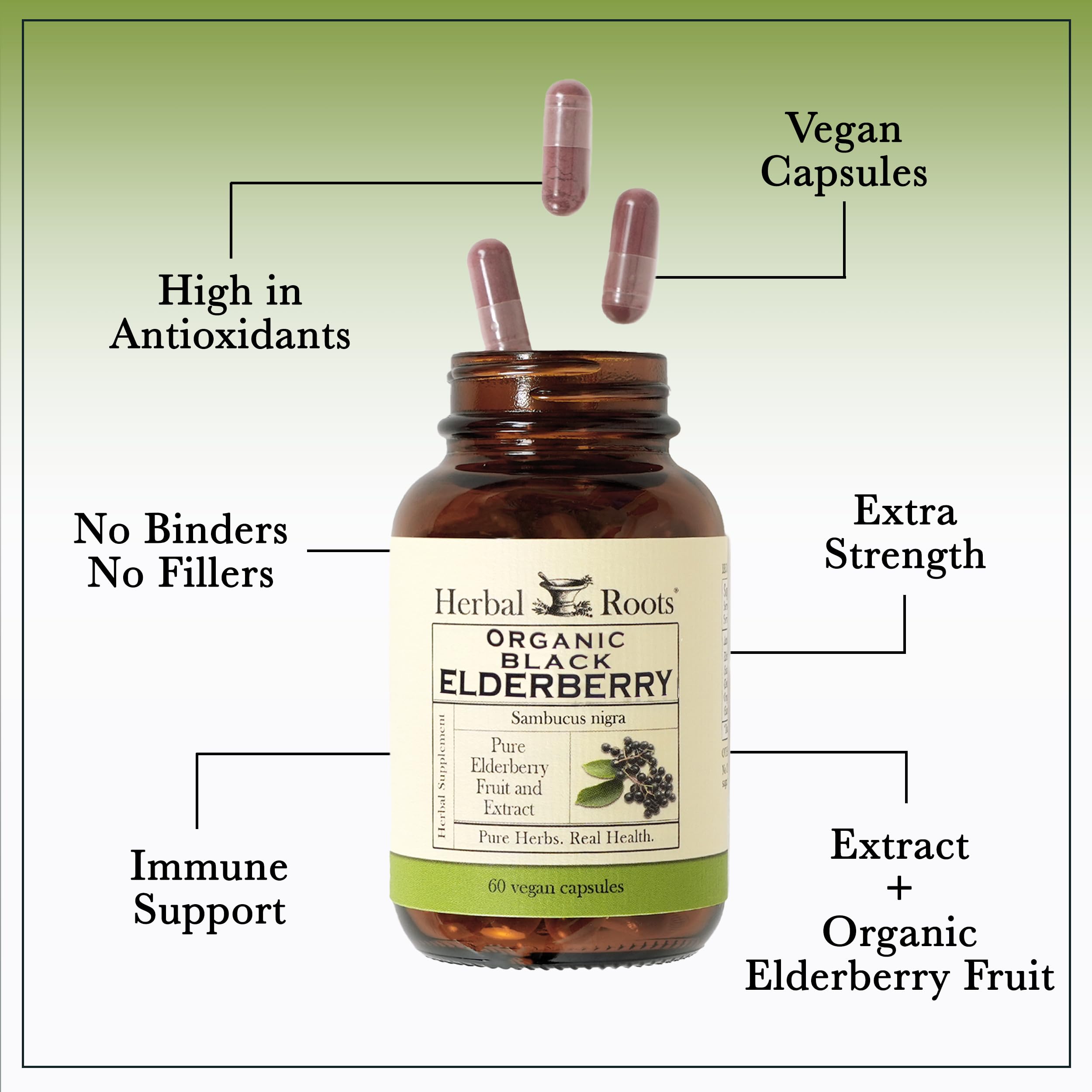 Herbal Roots bottle label displaying clean ingredient list and natural design
