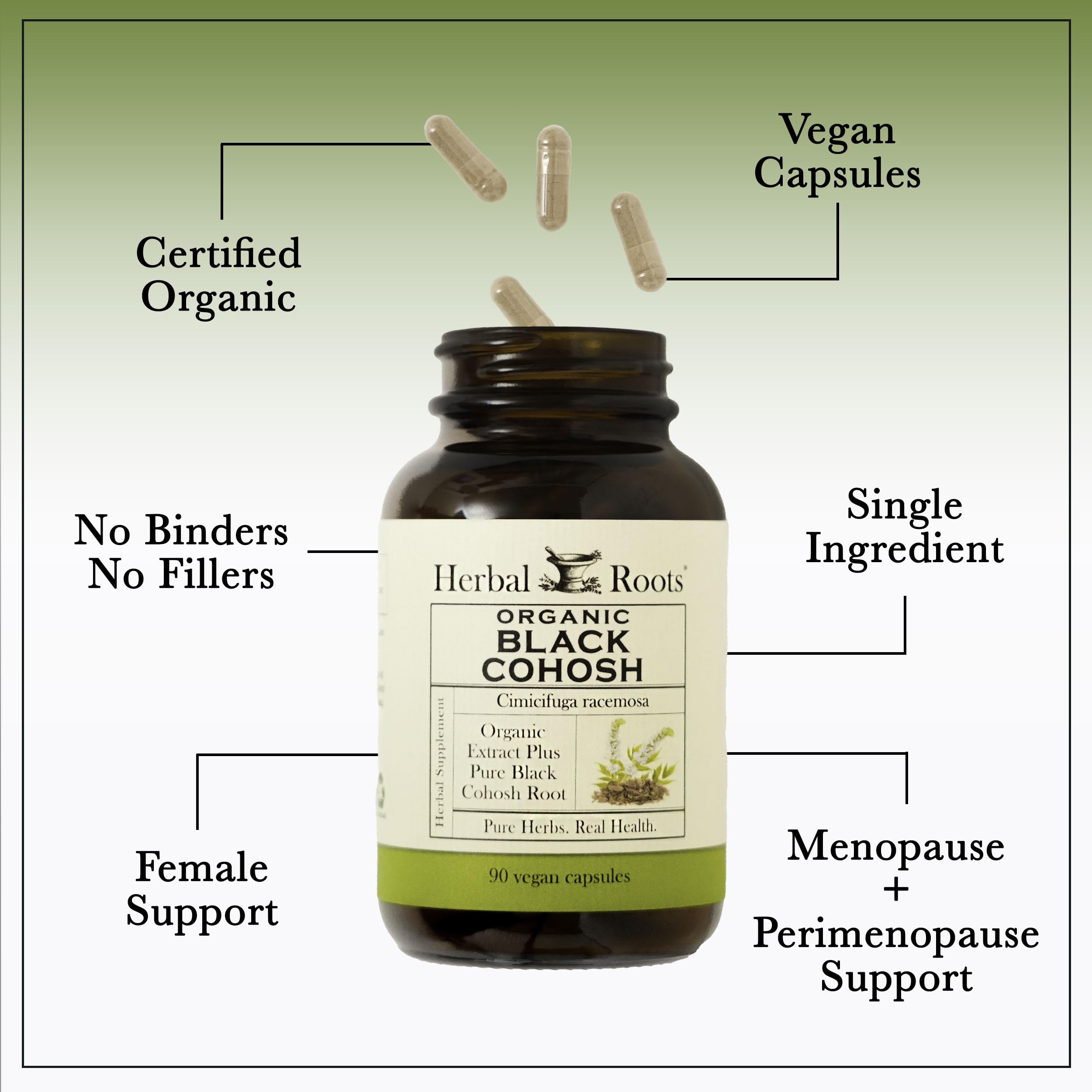 Herbal Roots Organic certification seal signals quality and organic sourcing.