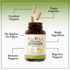 Herbal Roots organic certifications label displays third party testing and cGMP production.