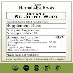 Herbal Roots organic St John's Wort flowers highlight the pure botanical ingredient