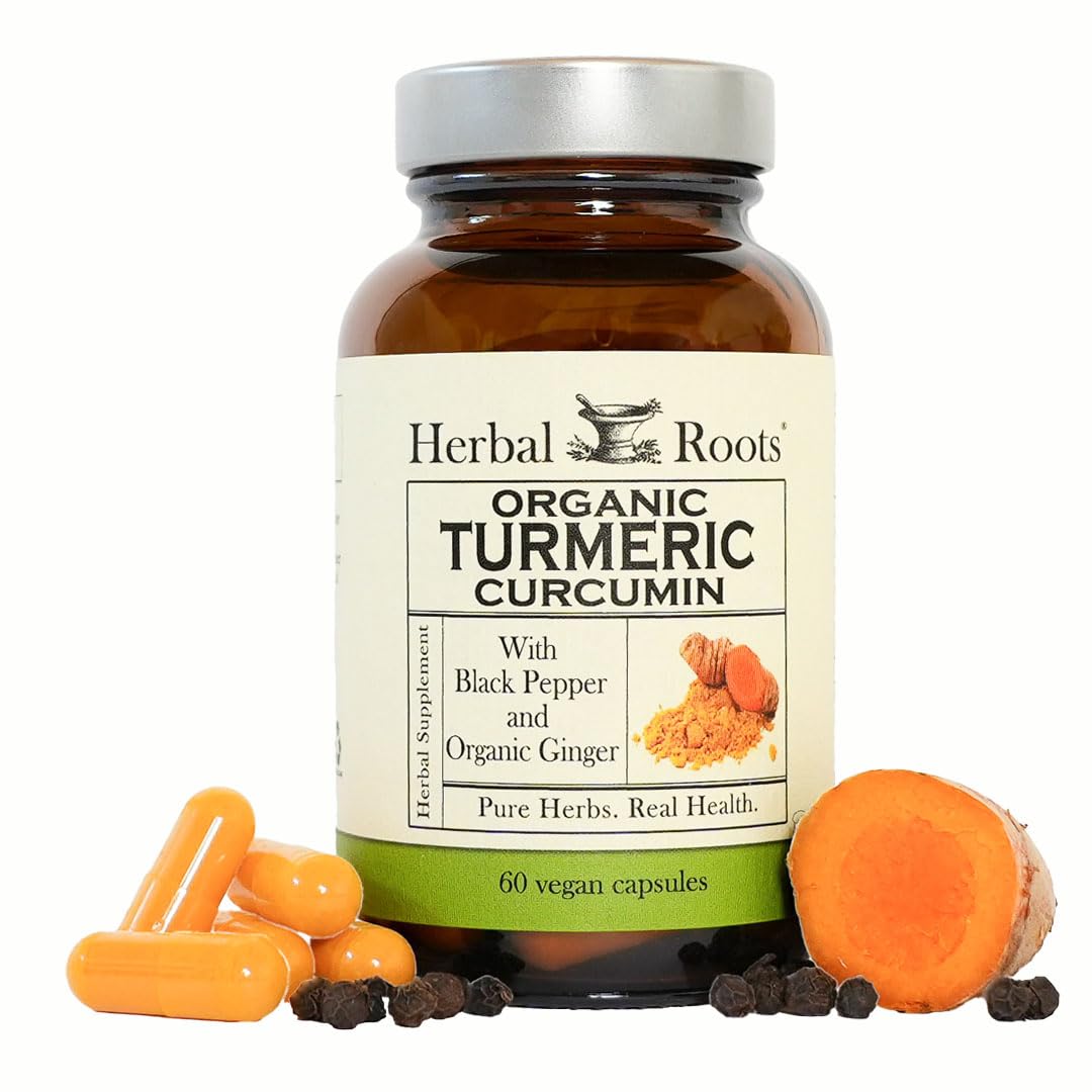 Herbal Roots turmeric capsules bottle for daily wellness