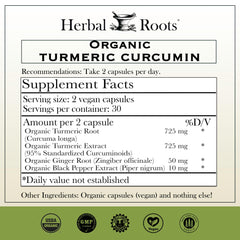 Herbal Roots 1000mg turmeric capsules close-up