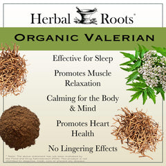 Herbal Roots vegan valerian capsules pack for daily relaxation routines.