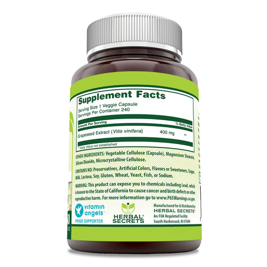 Herbal Secrets grapeseed extract capsule, easy to swallow for daily routines.