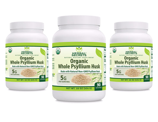 Herbal Secrets psyllium husk powder bottle for daily fiber support