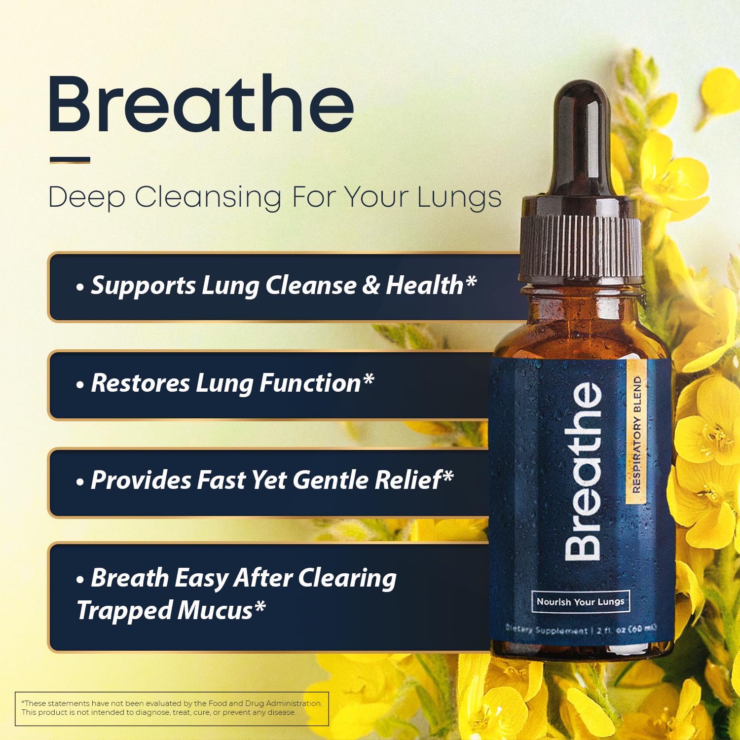 Herbal Tea Therapy BREATHE bottle shown for quick, easy breath support