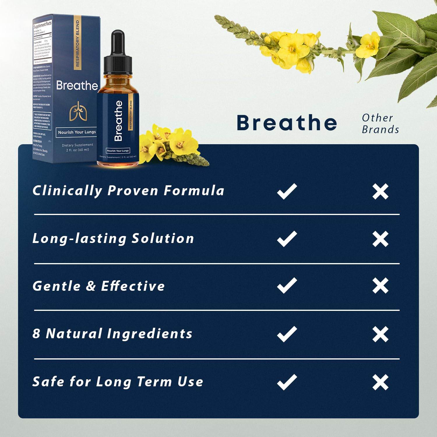 Herbal Tea Therapy BREATHE lungs illustration suggests supported airways