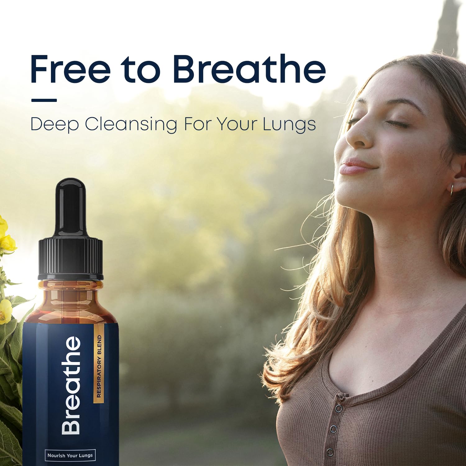 Herbal Tea Therapy BREATHE packaging box communicates GMO-free USA-made assurance