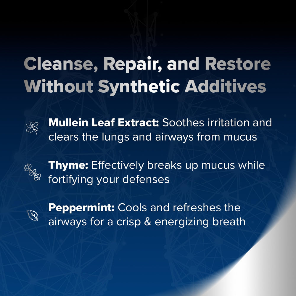 Herbal Tea Therapy Lung Renew mullein leaf extract close-up supports natural respiratory comfort.