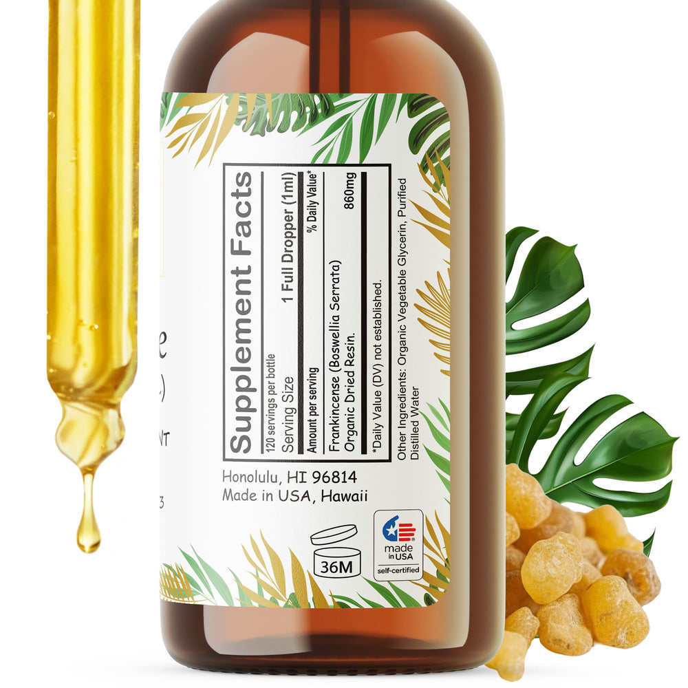 Eco-friendly packaging beside the frankincense extract