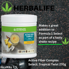 Herbalife Active Fiber Complex Tropical Twist label closeup showing ingredients.