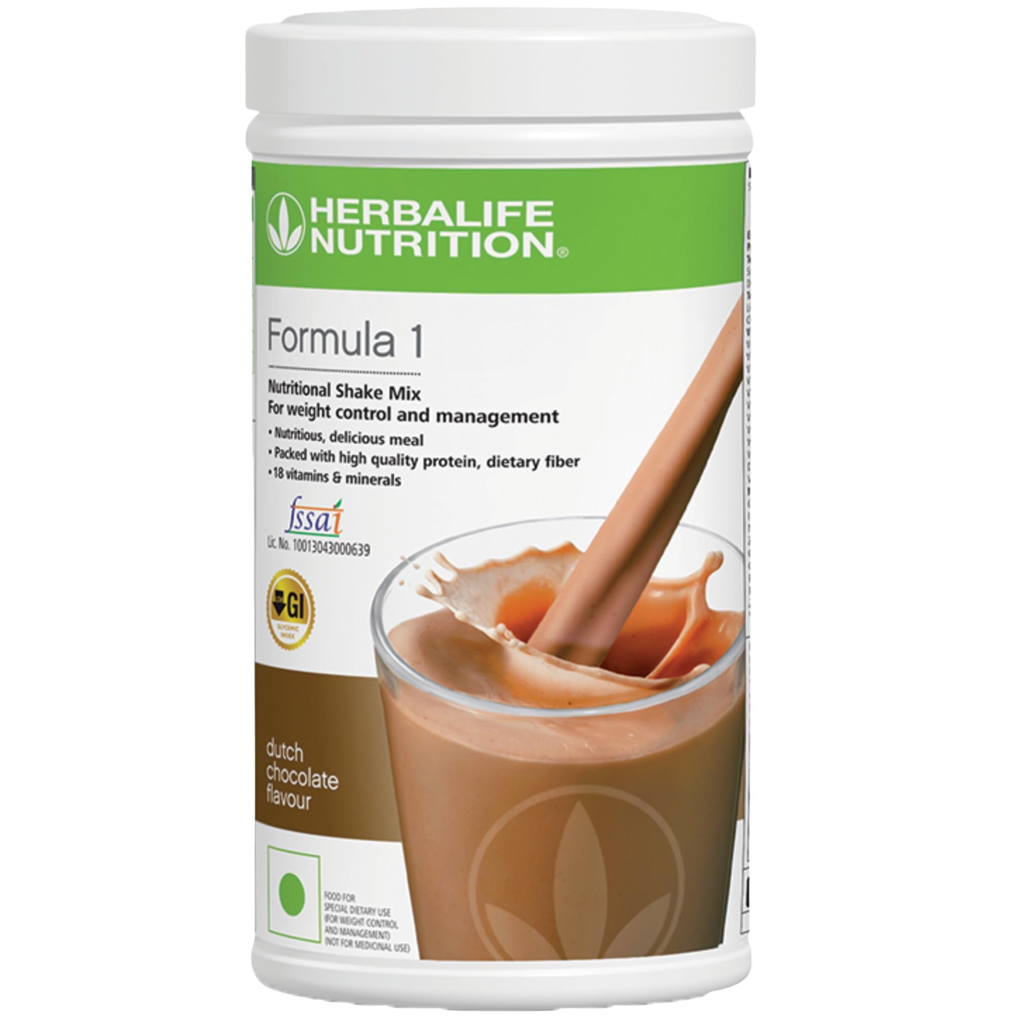 Herbalife Formula 1 Dutch Chocolate tub ready for a quick meal replacement