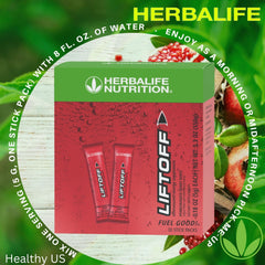 Herbalife Liftoff bottle with glass for on-the-go energy