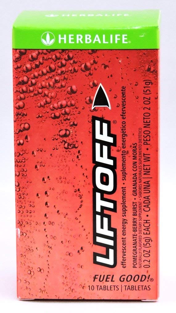 Herbalife Liftoff tablet in pomegranate-berry burst for quick energy and focus.