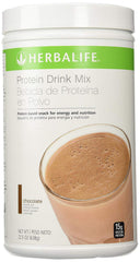 Herbalife Protein Drink Mix chocolate canister closeup for convenient nutrition on the go.