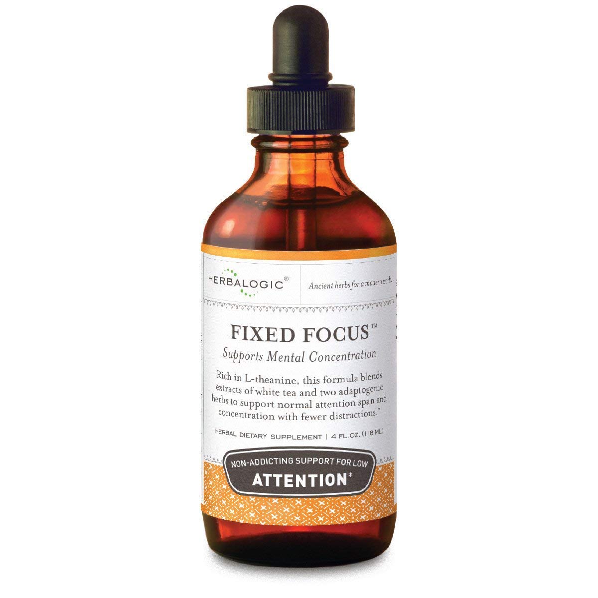 Herbalogic Fixed Focus bottle pour for quick, focused dosing during study sessions.