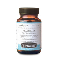 Herbalogic Flashback capsules bottle front for daily menopausal comfort support.