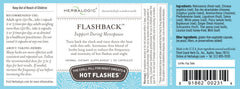 Herbalogic Flashback label closeup highlights natural herb blend for symptom management.