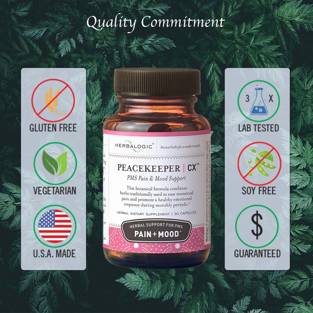 Close-up of Peacekeeper CX label highlighting turmeric and corydalis ingredients.