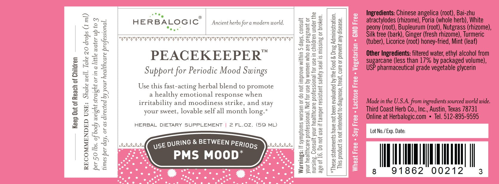 Herbalogic Peacekeeper packaging front premium mood support blend