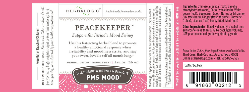 Herbalogic Peacekeeper packaging front premium mood support blend