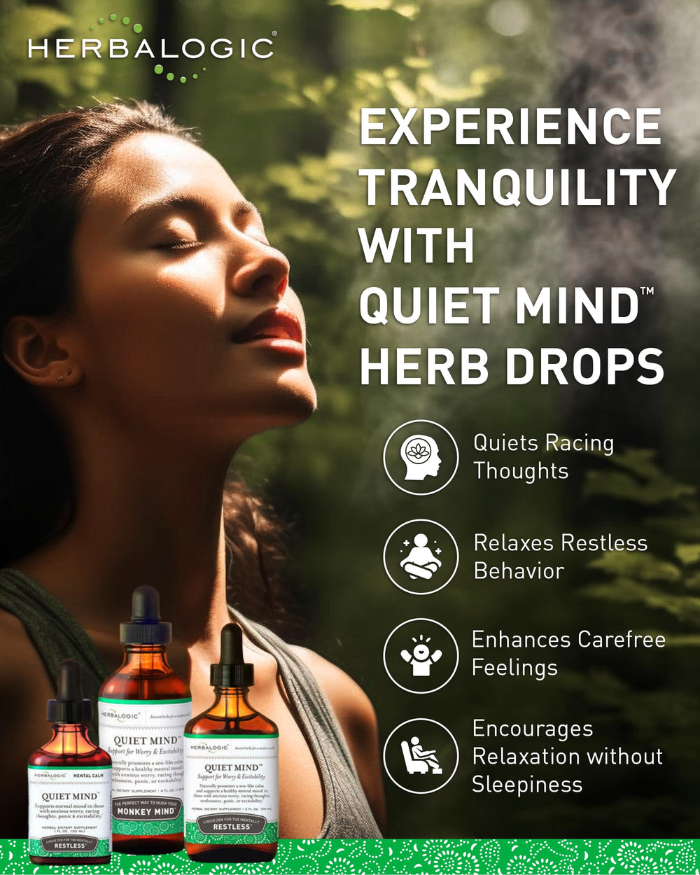 Close-up of the dropper with Quiet Mind drops offering daytime balance