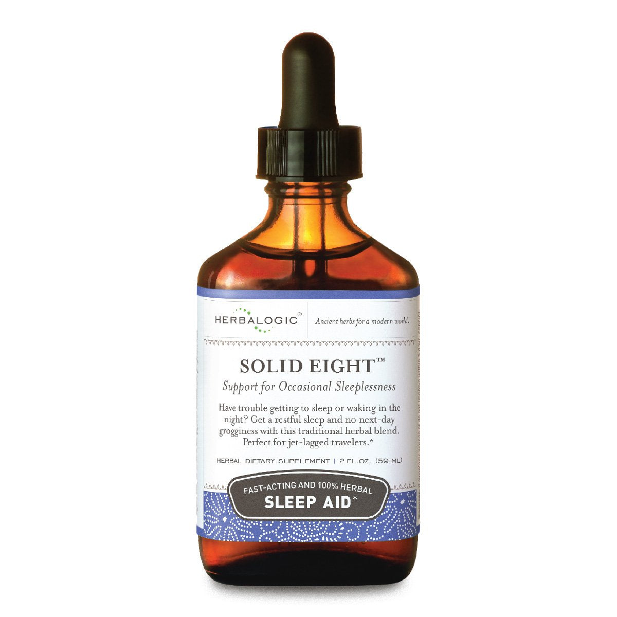 Herbalogic Solid Eight liquid drops bottle pour promotes fast-acting natural sleep