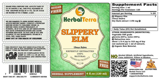 HerbalTerra Slippery Elm dried bark, organically sourced for herbal extraction