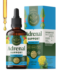 HERBAMAMA Adrenal Support Drops bottle highlighting vegan formula for daily use