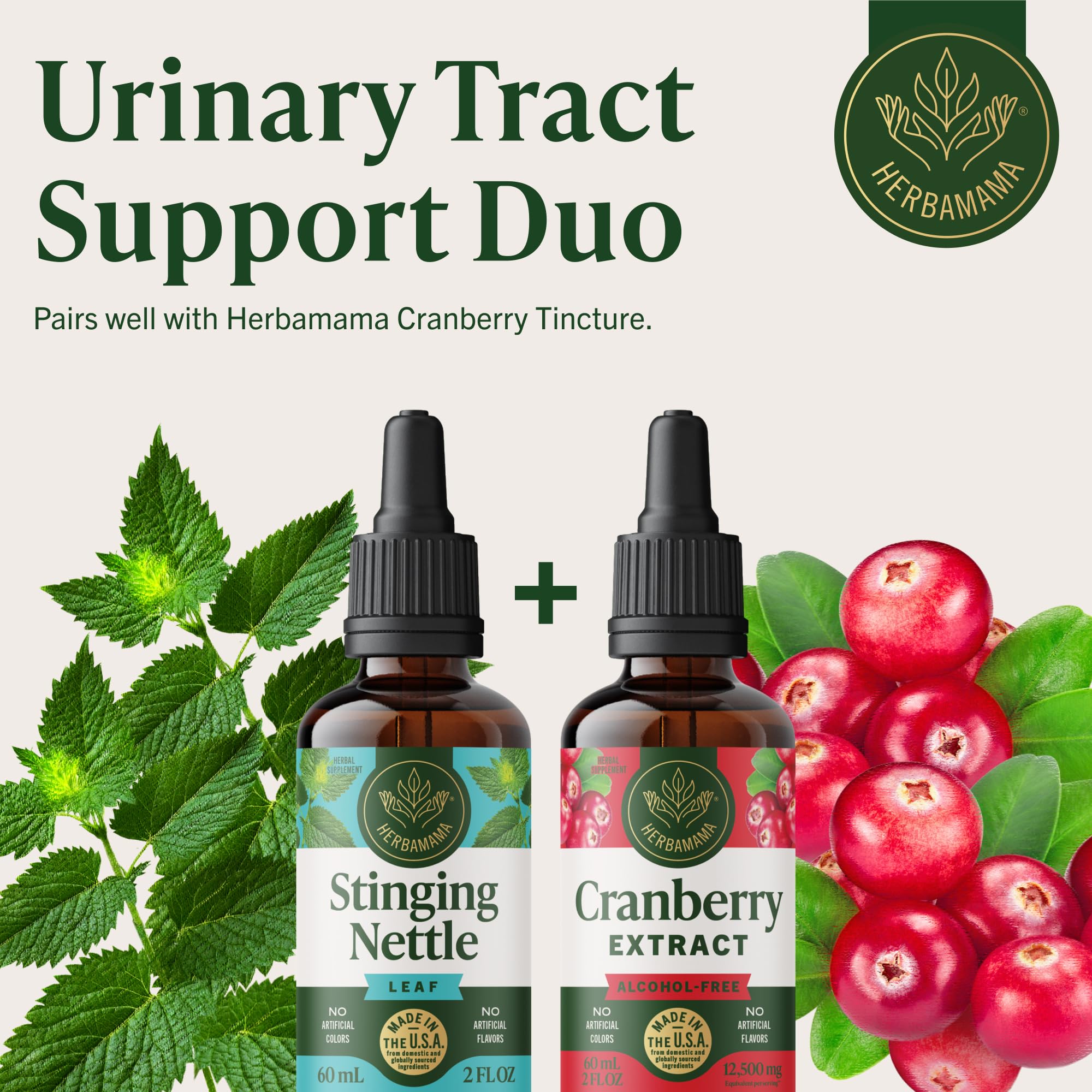 HERBAMAMA No alcohol or sugar visual signals clean, vegan-friendly tincture.