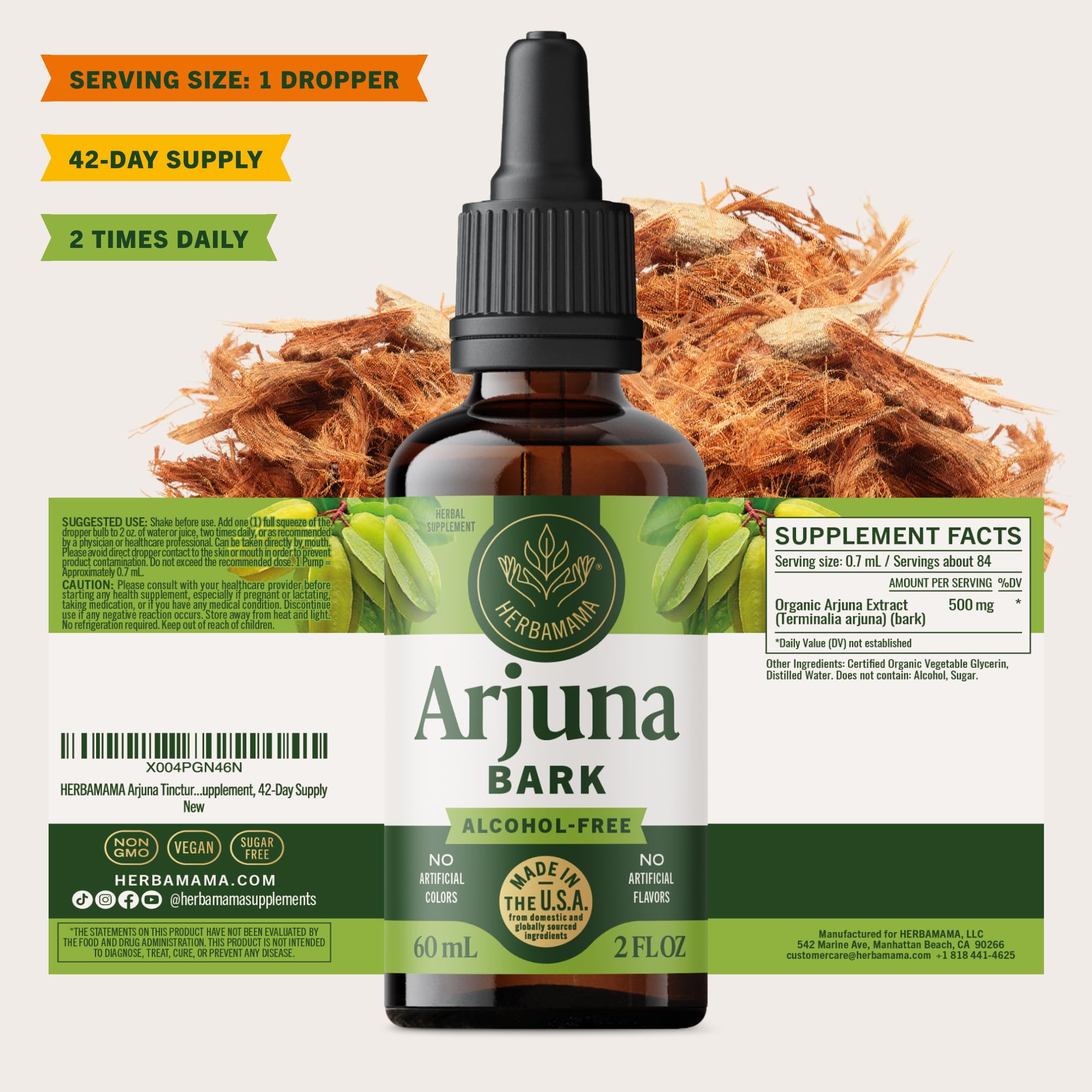 HERBAMAMA Arjuna tincture dropper provides easy dosing.