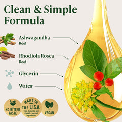 ASHWAGANDHA RHODIOLA tincture pour showing two herb adrenal formula