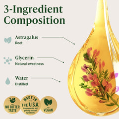 HERBAMAMA Astragalus Drops ingredients list shows glycerin and water.