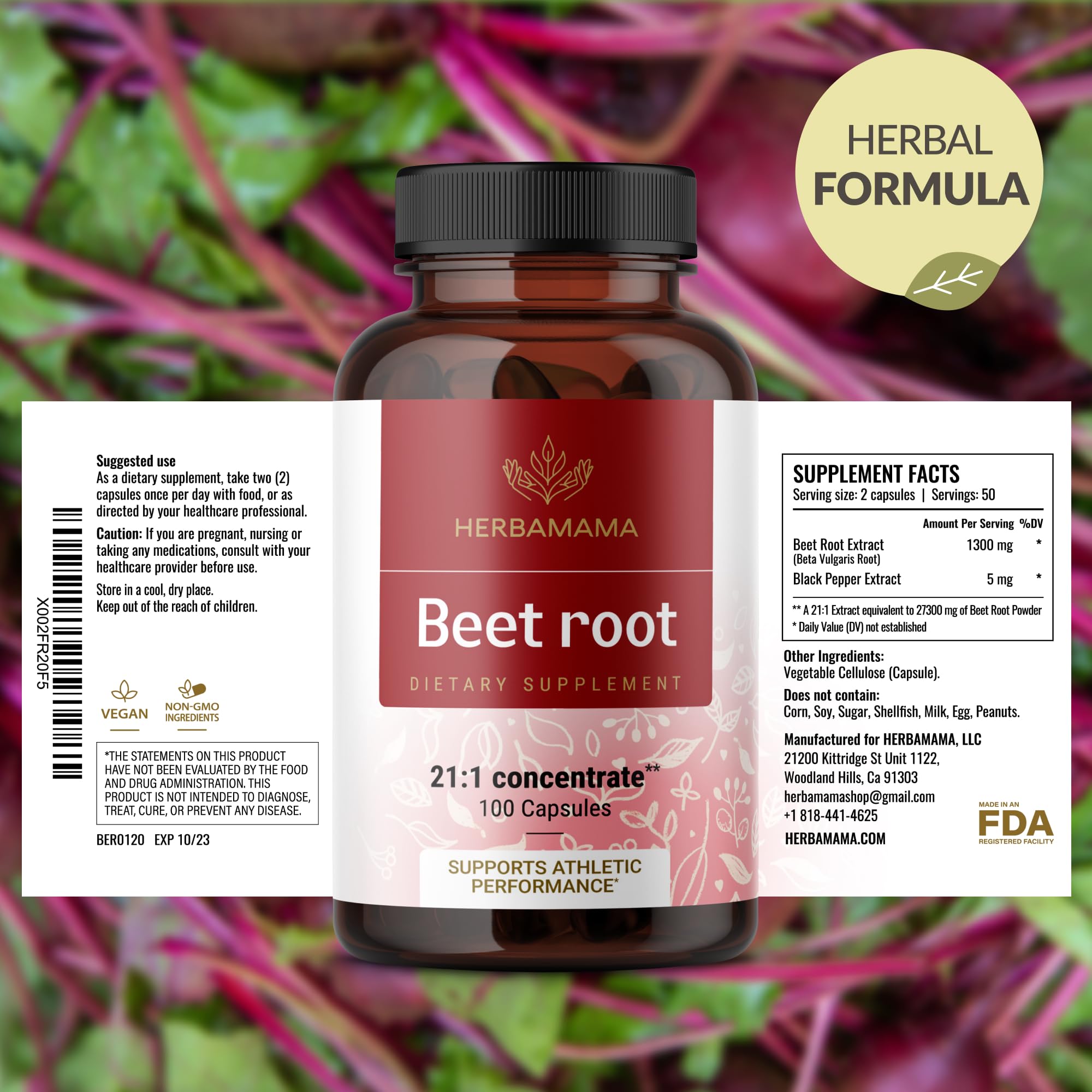 HERBAMAMA Beet Root daily-use capsules arranged for everyday routine.