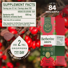 Herbamama Berberine liquid drops ingredients display a clean three-ingredient formula for simple supplementation.