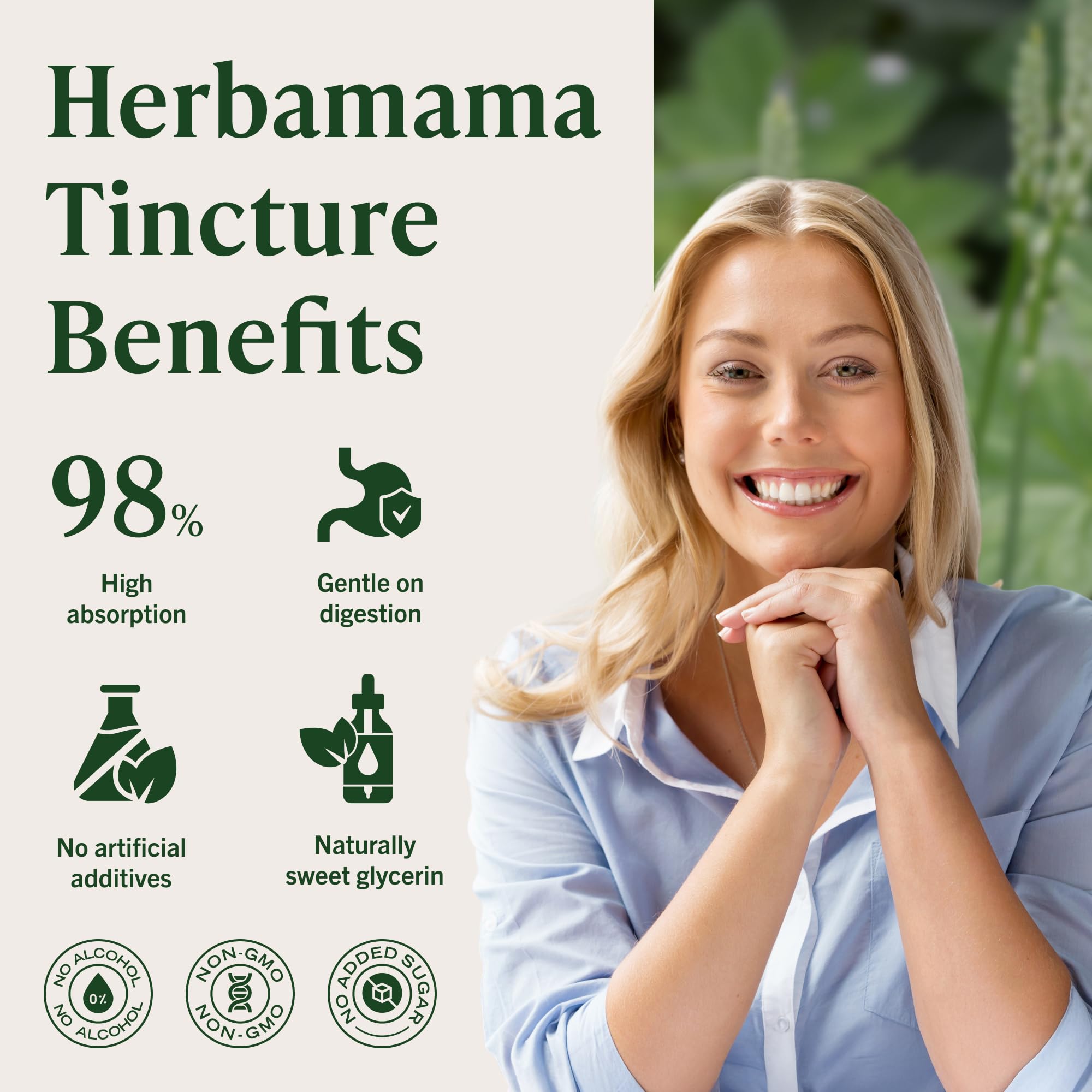 Herbamama tincture beside glass during morning routine