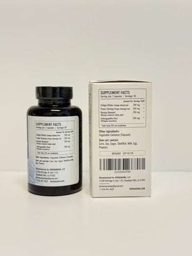 HERBAMAMA Brain Support Bacopa image showing herbal ingredients.
