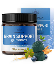 HERBAMAMA Brain Support gummies blueberry flavor closeup for focused daily use
